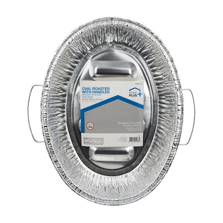 Home Plus Home Plus Durable Foil 12-3/4 in. W X 17-3/8 in. L Oval Roaster Pan Silver 1 pk D72113